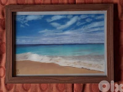 seascape soft pastel painting لوحة بحر رسم يدوي بالباستال