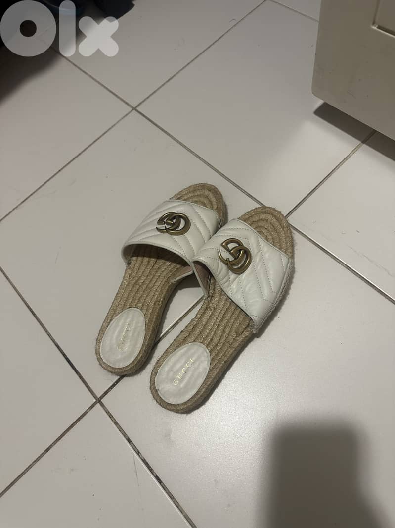 Women’s Gucci GG marmont Espadrille Sandals White 1