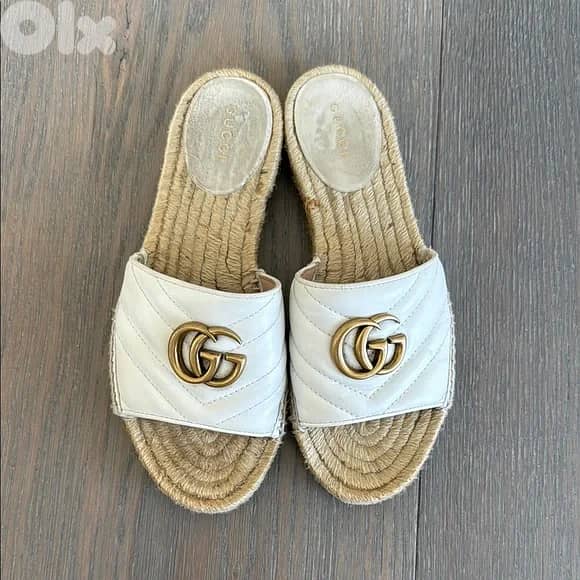 Women’s Gucci GG marmont Espadrille Sandals White 3