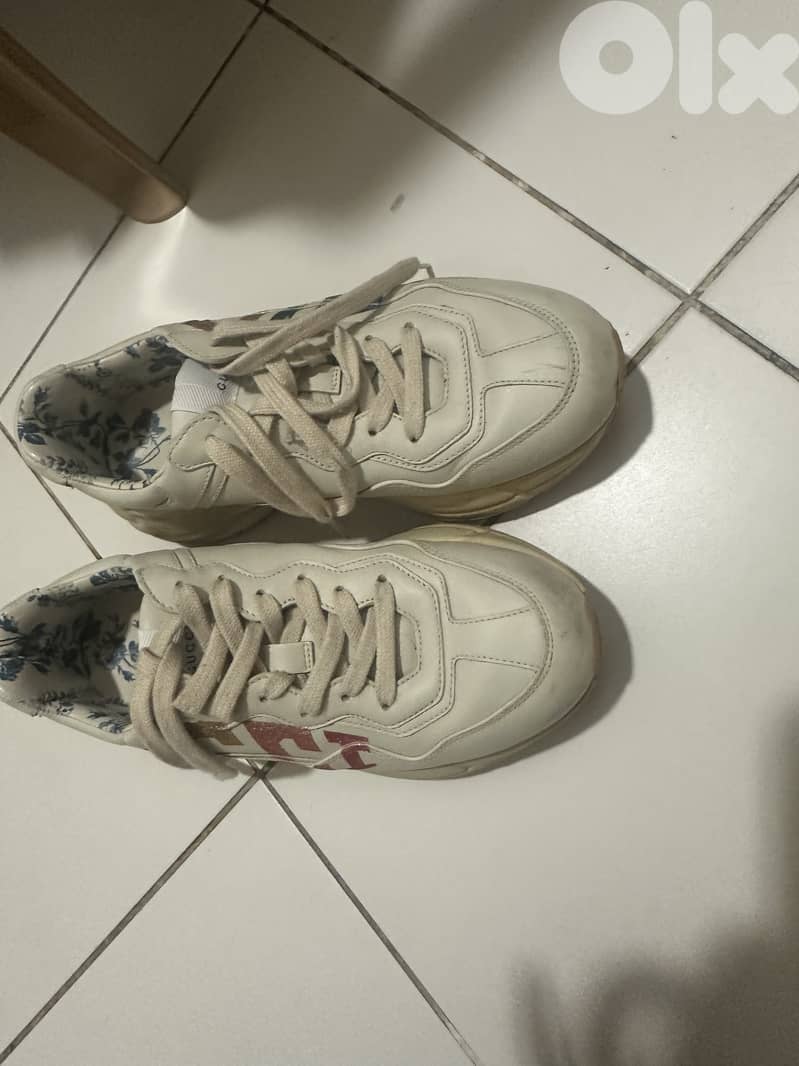 Gucci Rhyton White Leather Glitter Snakers 2