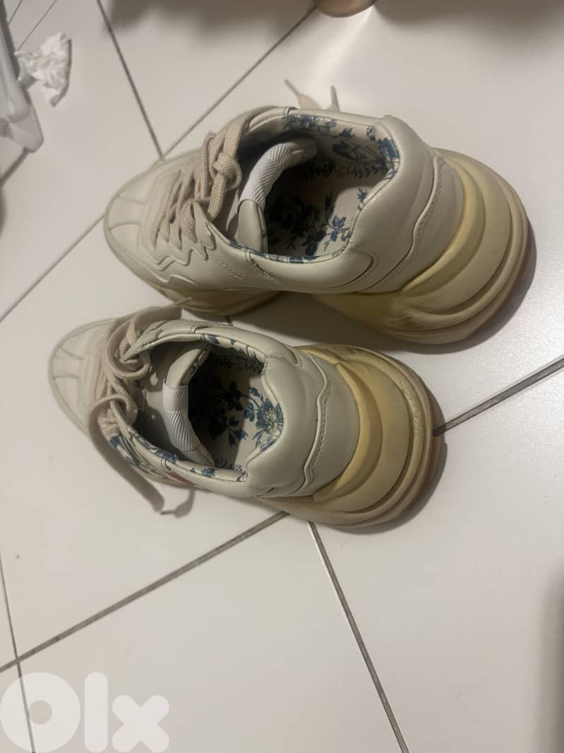 Gucci Rhyton White Leather Glitter Snakers 3
