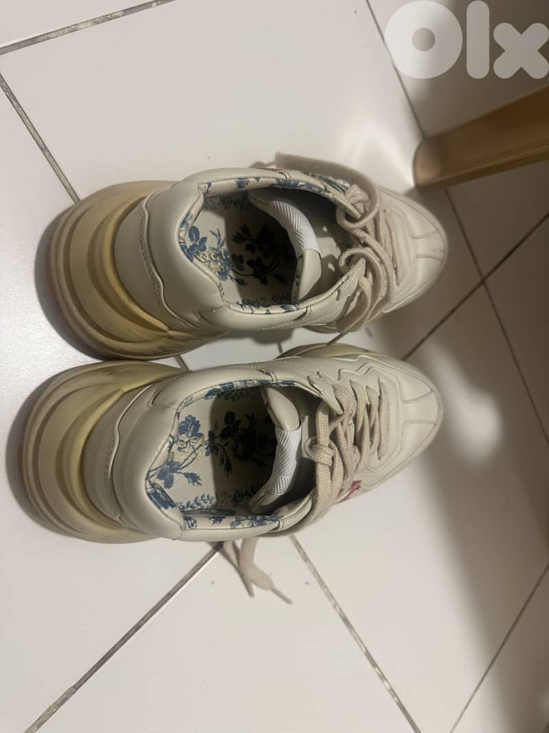 Gucci Rhyton White Leather Glitter Snakers 5
