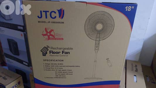 Jtc rechargeable foor  fan 18 inch jf-5968hrsw