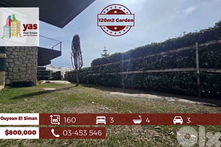 Ouyoun El Siman 160m2 | 120m2 Garden | Triplex Chalet | Gated | DA |