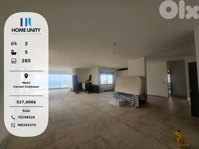 spacious apartment for sale in Cornet Chahwan, Metn