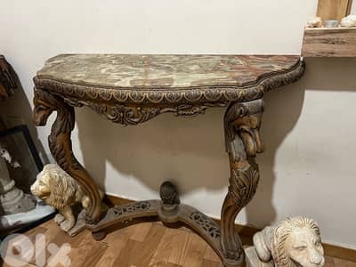 Vintage wooden marble table