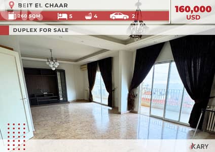 260 sqm Duplex Apartment for Sale in Beit El Chaar للبيع في بيت الشعار