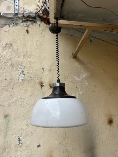 Mid-Century Space Age Pendant Lamp with White Acrylic Shade from