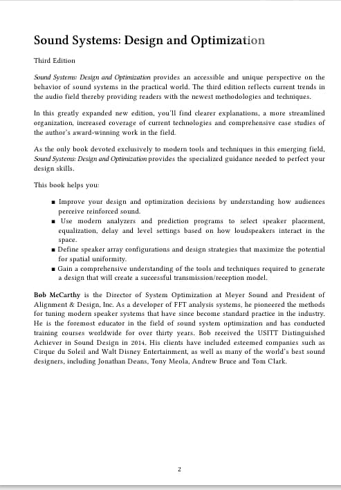 Sound Systems Design and Optimization 3ed Ed By Bob McCarthy (eBook) 1