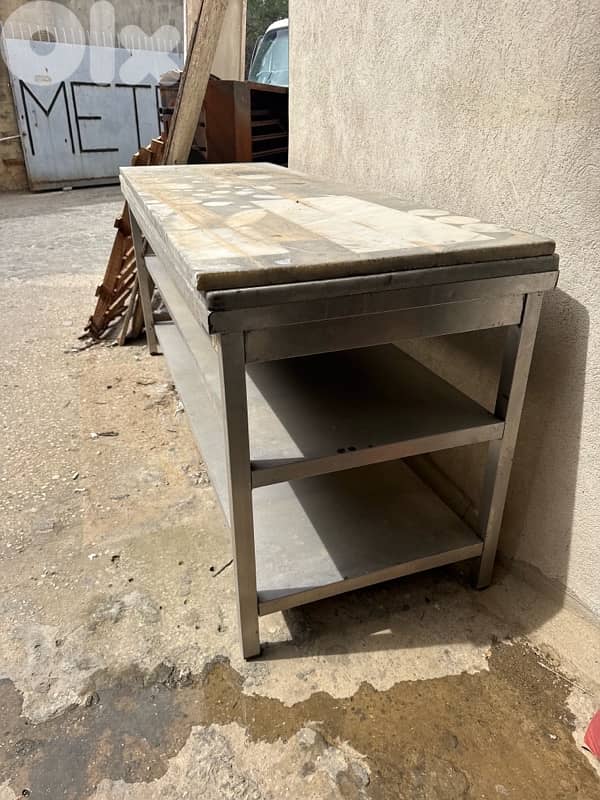 table stainless 2 shelves + rkhame 1