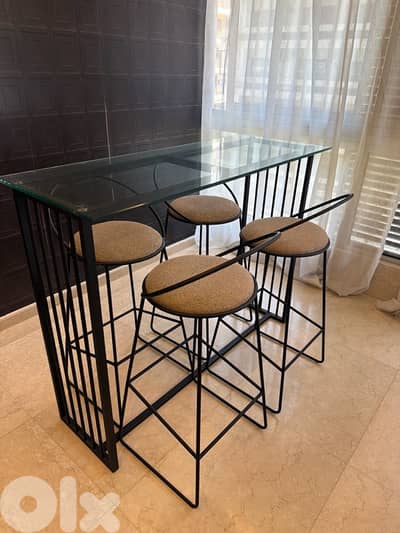 dinner table with 4 high chairs