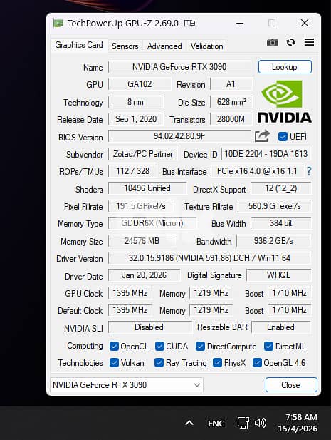 Zotac Nvidia RTX 3090 Trinity OC 24GB 1