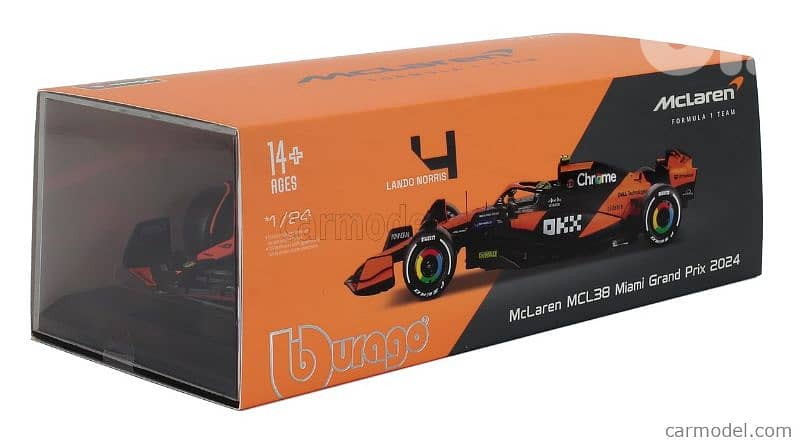Lando Norris McLaren MCL38 (Miami GP 2024) diecast car model 1;24. 6