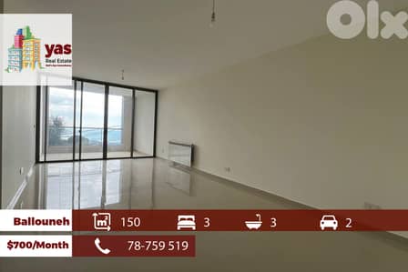 Ballouneh 150m2 | Rent | Prime Location | Sea View | Brand New | KS