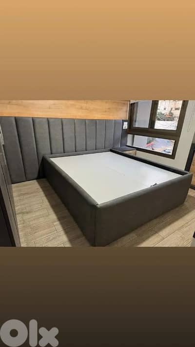 تخت مجوز منجد مع بنك ومفرش هيدروليك(New Modern Bed High Quality)
