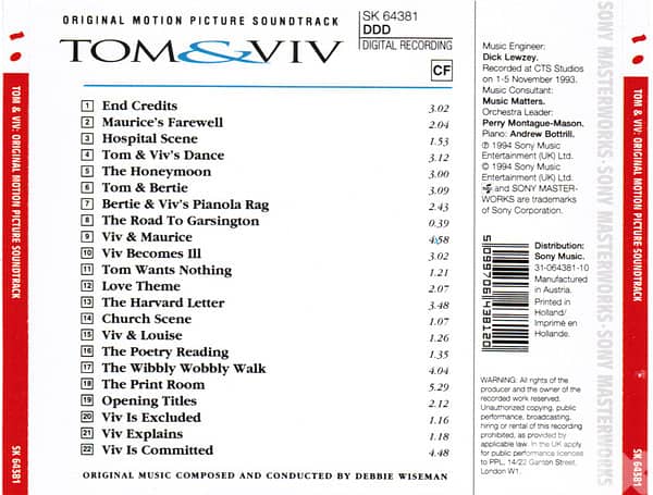 Debbie Wiseman – Tom & Viv 1