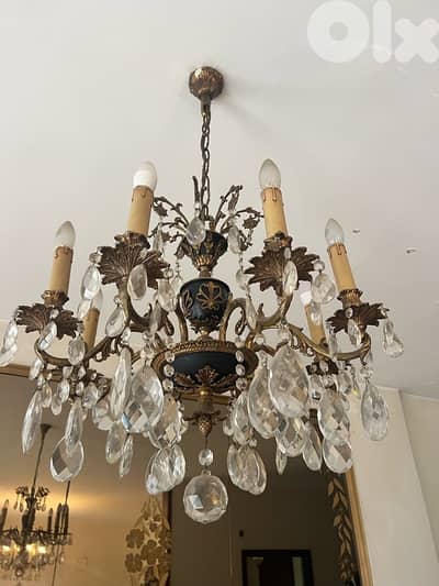 frensh lustre bronze ثرية برونز فرنسية كريستال تشيكي من اجمل القطع ر