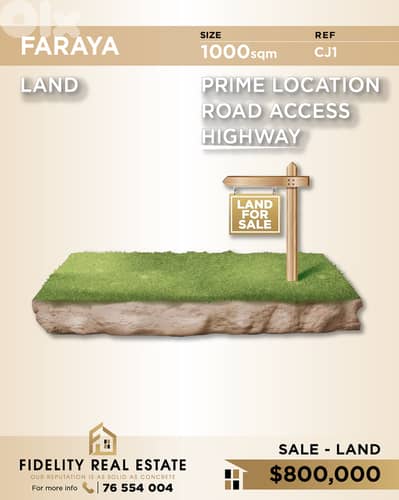 Land for sale in Faraya CJ1 أرض للبيع في فاريا