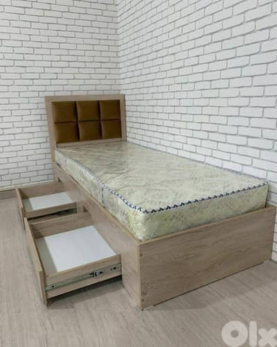 تخت مفرد منجد الضهر مع جوارير (New High Quality)