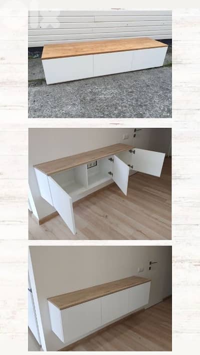 New TV Table 3 Doors white colour High Quality