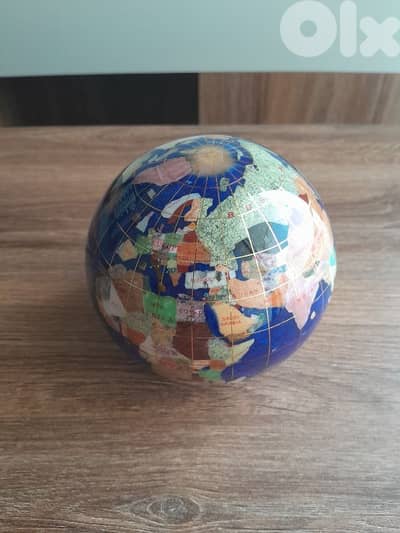 Alexander Kalifano 10cm Caribbean gemstone inlaid globe