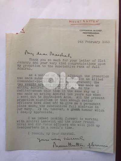 Mountbatten of Burma hand signed letter king of England uncle