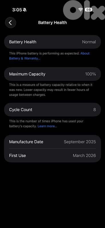 Iphone 17 air 256gb (cycle count 8) 1