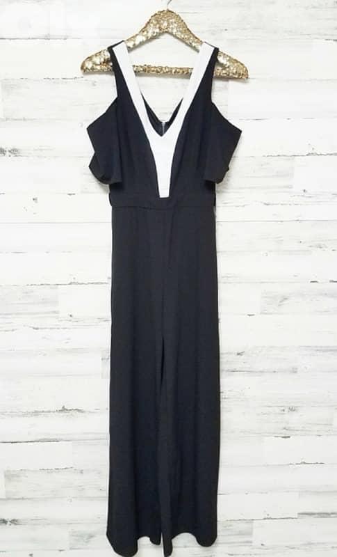 XOXO Black & White Artisanal Bloom Jumpsuit 6
