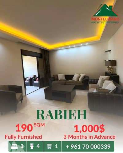 Fully Furnished 190 sqm Apartment For Rent in Rabieh رابية