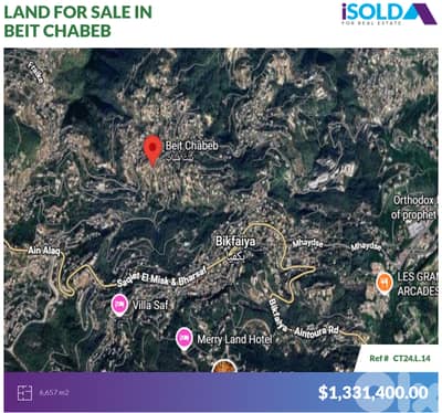 6,657 m2 land for sale in Beit Chabeb - أرض للبيع في بيت شباب