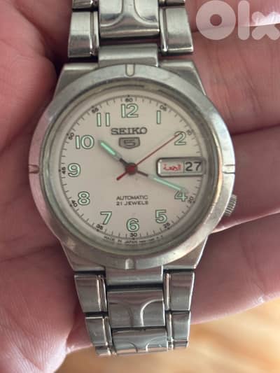 Rare Seiko 5 “Railway Automatic-Made in Japan-Arabic Day-Open caseback