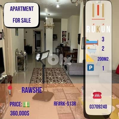 HOT DEAL!! 3Bedrm apartment for sale in Rawche 200m2 only for 360,000$
