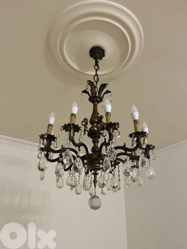 antique bronze and crystal traya lights 1