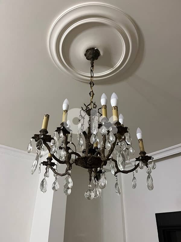 antique bronze and crystal traya lights 2