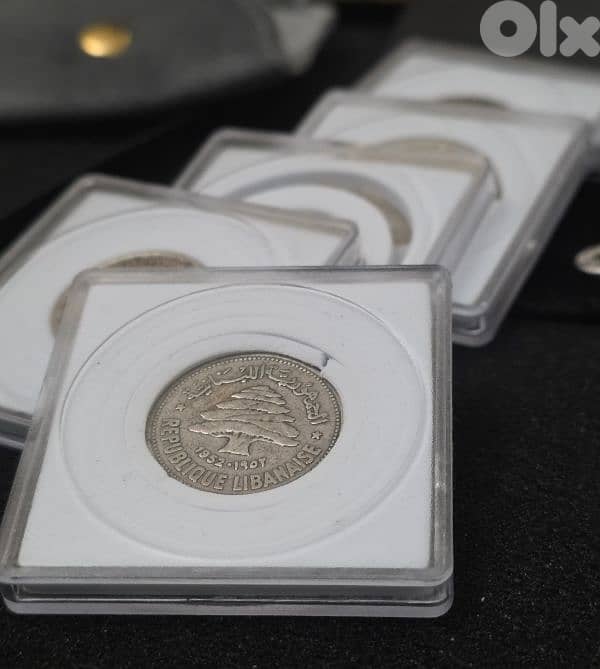Silver 0.600 Lebanese coins 50 Qirshā / Piastres 1