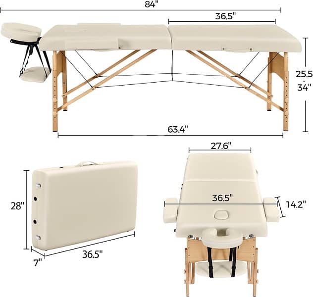 Yaheetech Massage Table Portable Lash Beds Spa 2