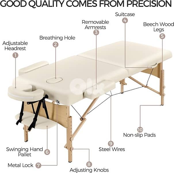 Yaheetech Massage Table Portable Lash Beds Spa 7