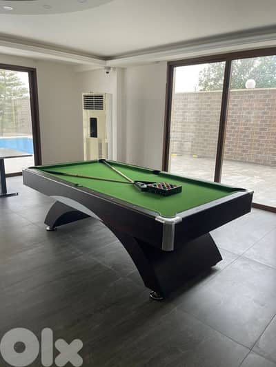 Billiard Pool Table 8ft blue on black MDF with accessories