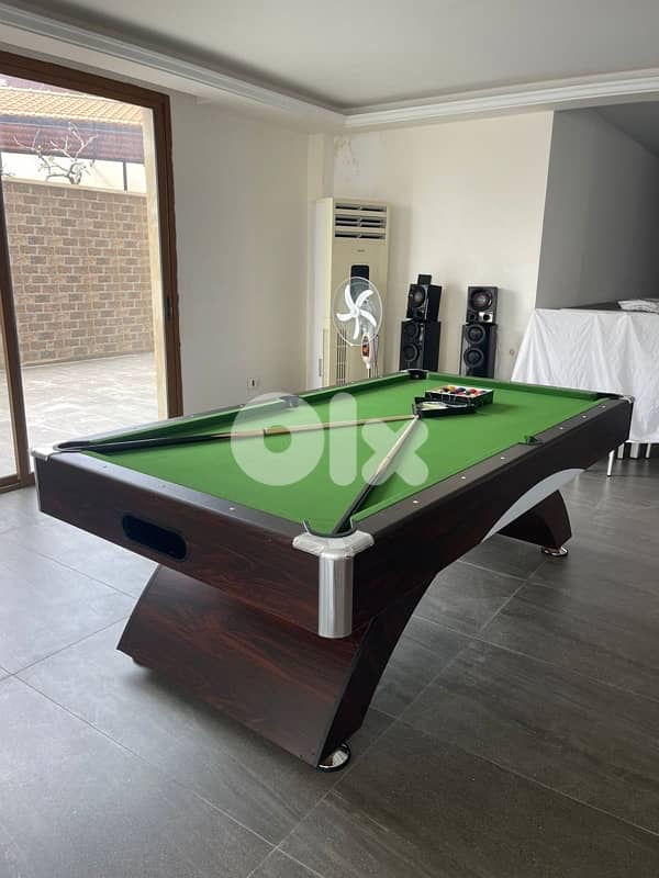 Billiard Pool Table 8ft blue on black MDF with accessories 1