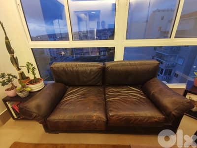 one 2 seater and one 3 seater leather sofas