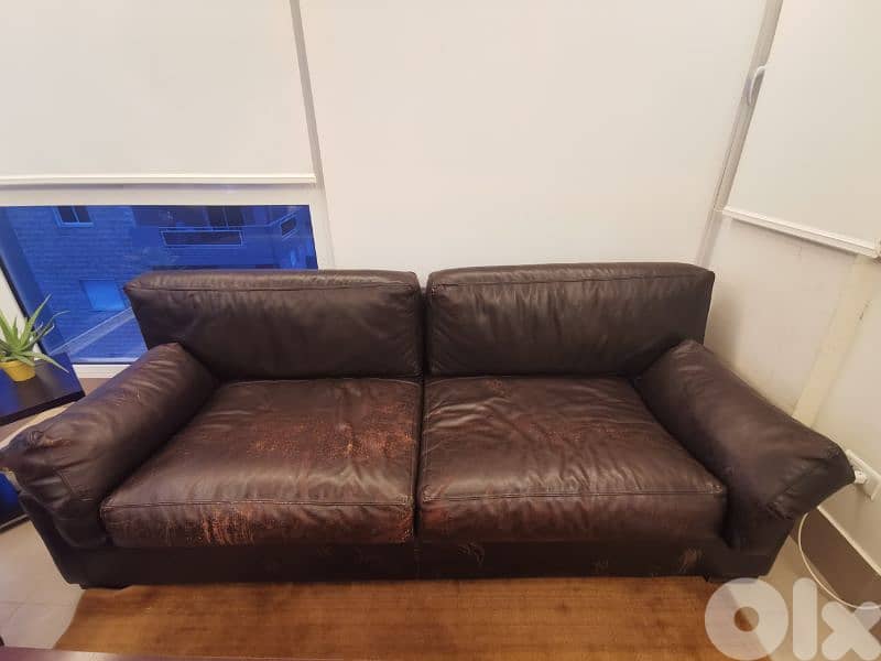 one 2 seater and one 3 seater leather sofas 1