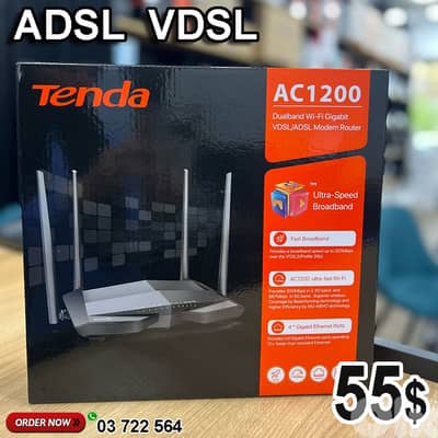 ADSL VDSL TENDA AC1200 5GHz Fast Modem Router