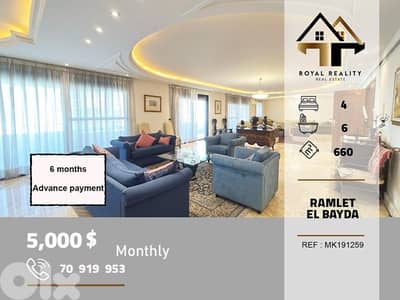 duplex apartments for rent in ramlet el bayda Beirut