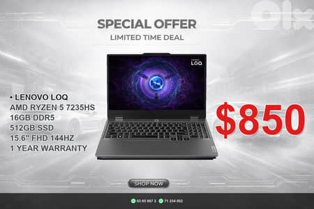 LENOVO LOQ 15ARP9 ryzen 5 16GB 512gb ssd 15.6"