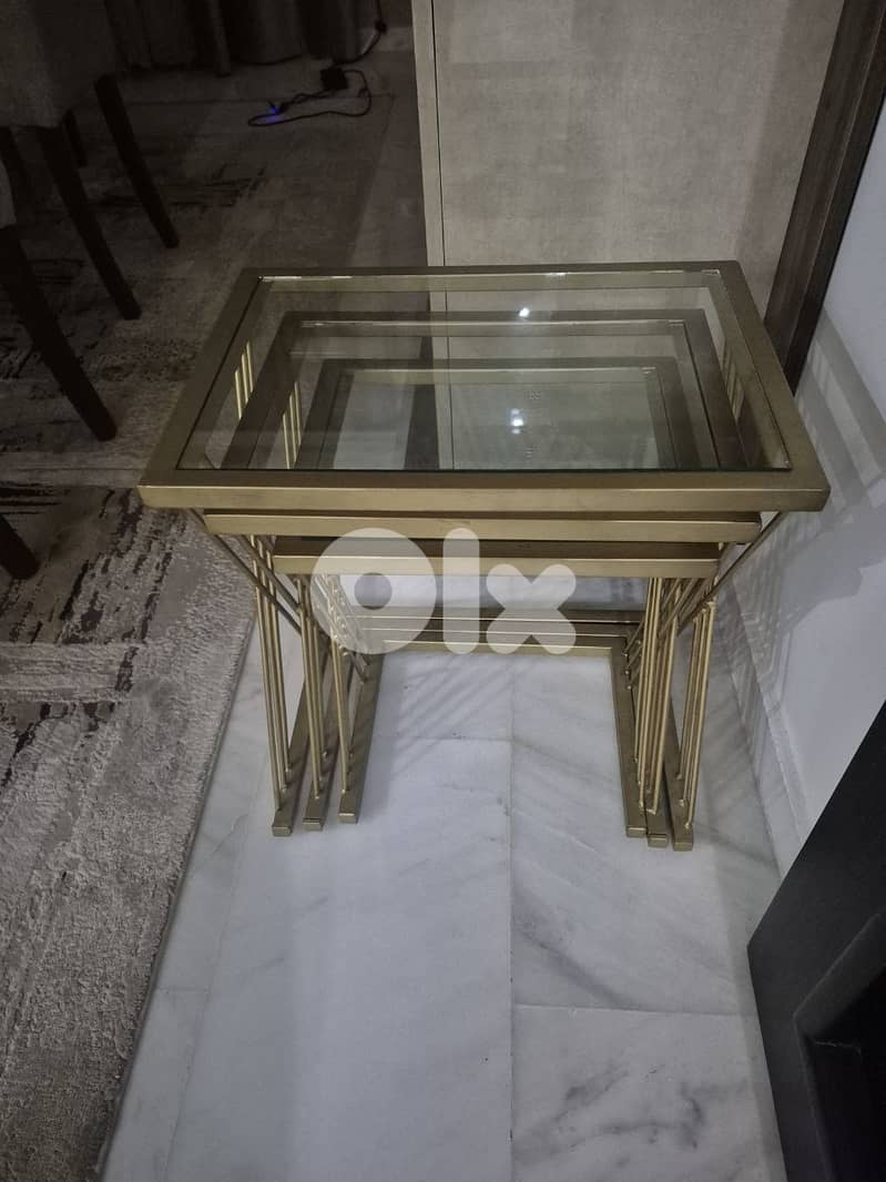 Modern Glass Coffee Table + 3 Nesting Side Tables 1