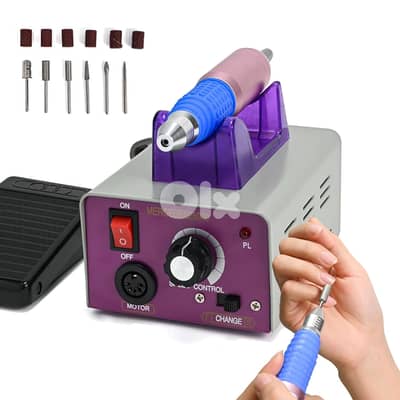 Electric Nail Drill, File Kit with Foot Pedal + 6 Drill Bits