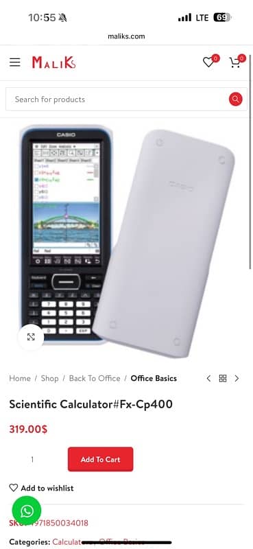 Casiofx-CP400+E ClassPad II graphing Calculator