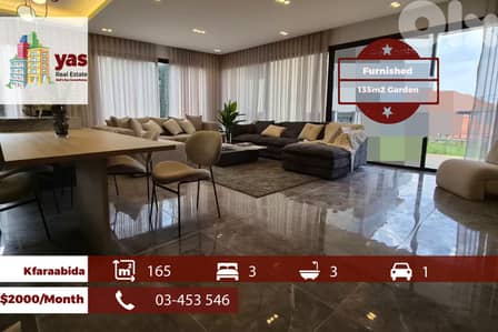 Kfaraabida 165m2 | 135m2 Garden | Rent | Furnished | Open View | MCH