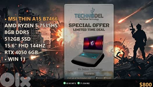 MSI THIN A15 B7466 ryzen 5 8GB 512gb ssd 15.6"
