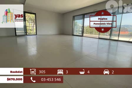 Baabdat 305m2 | Duplex | Panoramic View | Private Street | TCH